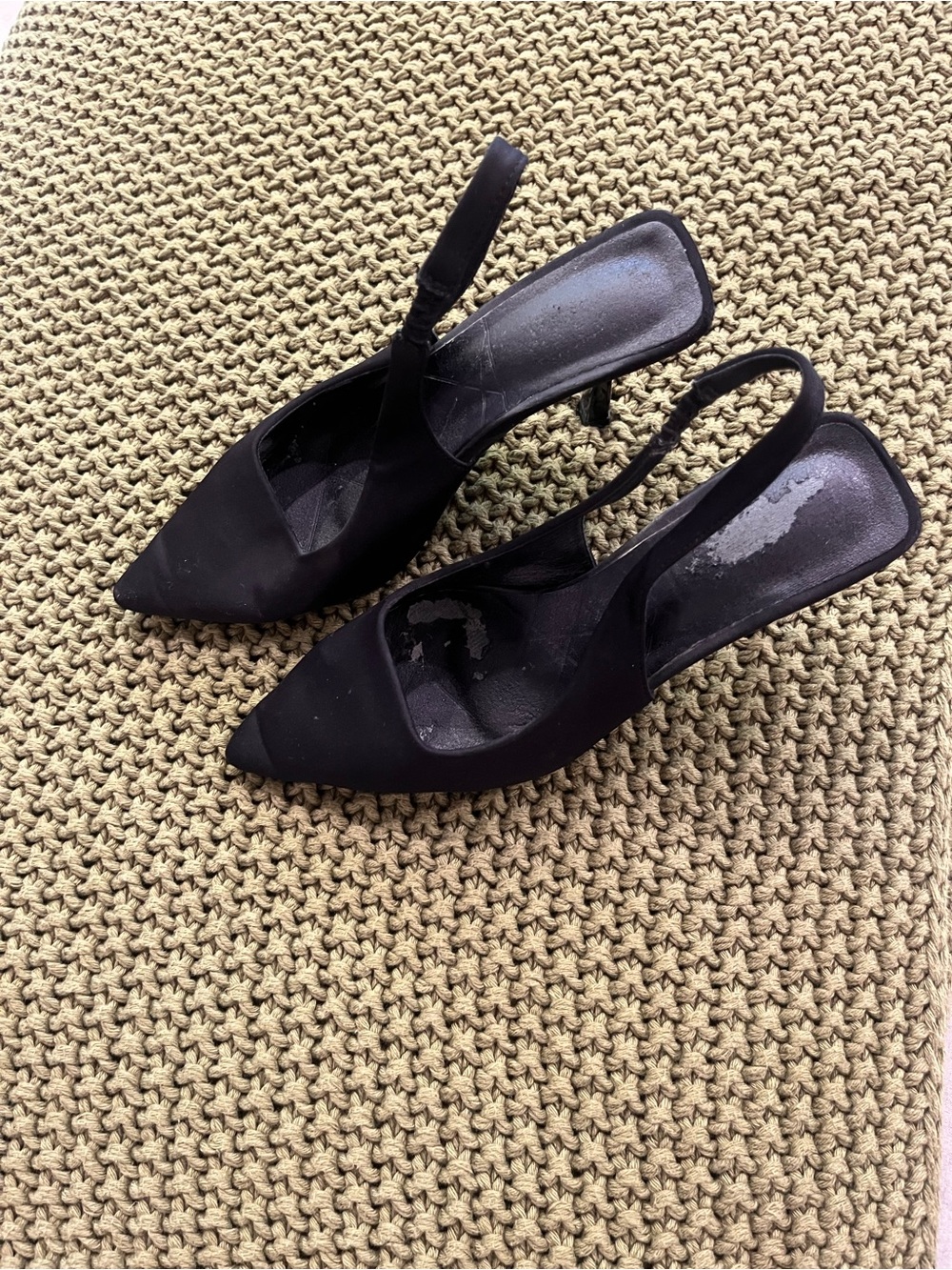 Black Slingback Pointed-Toe Heels